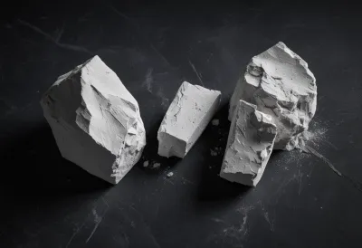 A chalk-white cube of gym chalk on a pale wooden lifting platform.